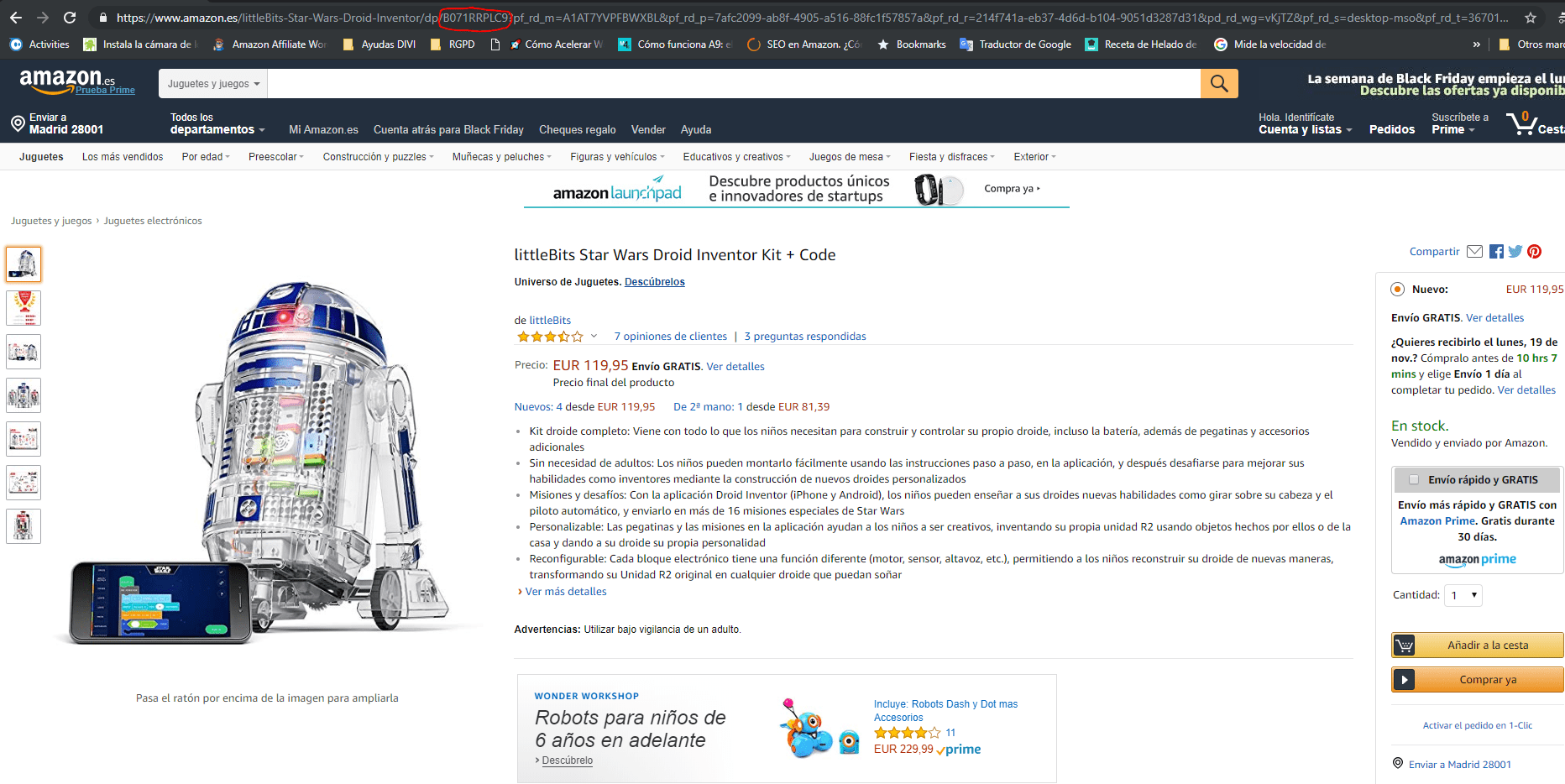 Ficha de producto Amazon Black Friday